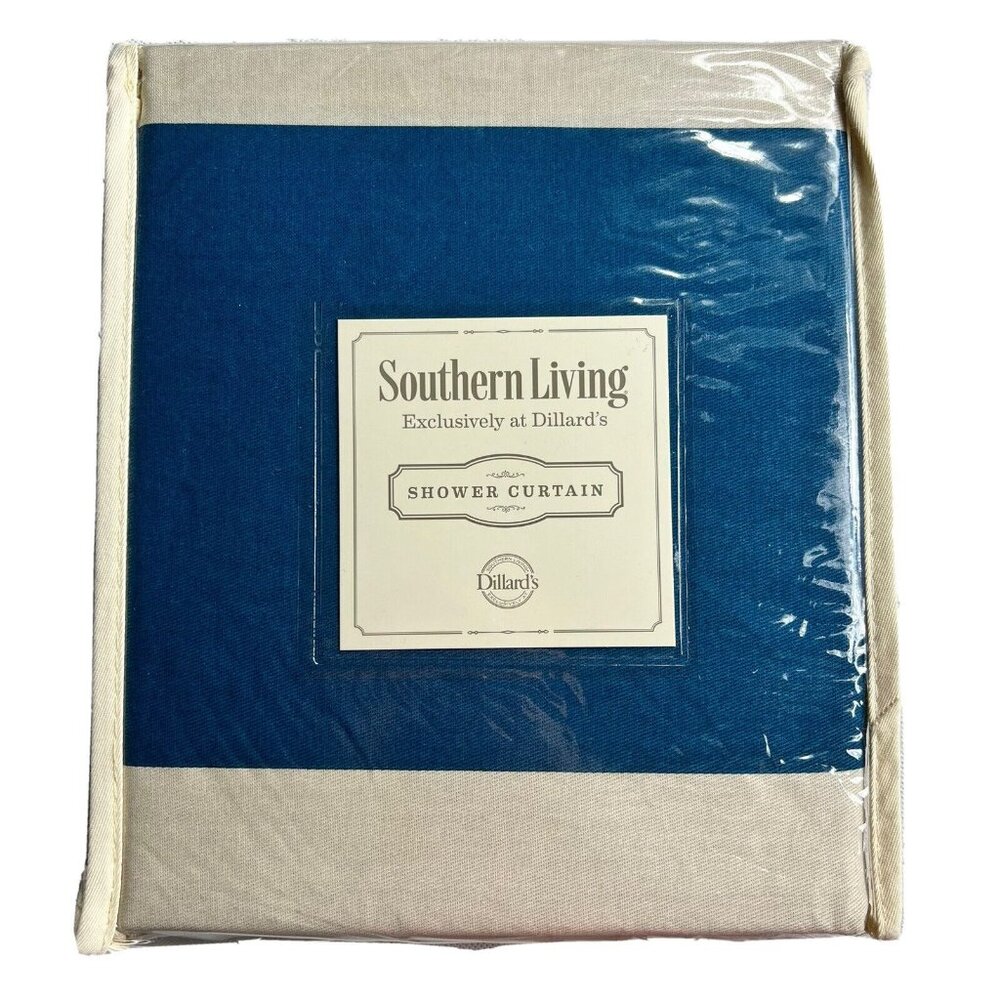 Southern Living Mirabella Blue Stripe Bathroom Shower Curtain 72 In x 72 in